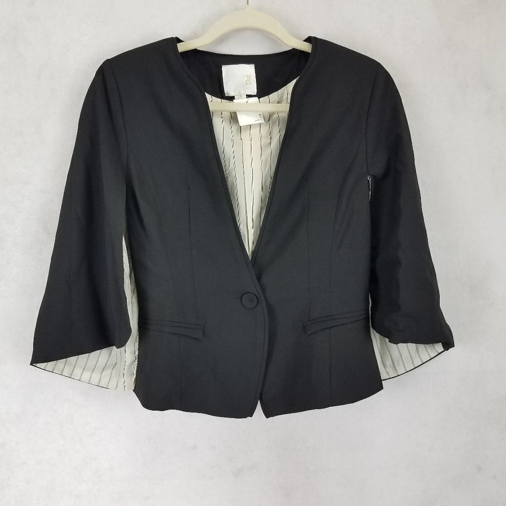 NWT Revolve Line & Dot XS Crop Blazer Black Cape style Sleeve Preppy